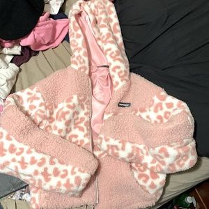 Pink cheetah cropped jacket